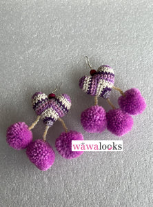 Purple Pom Pom earring