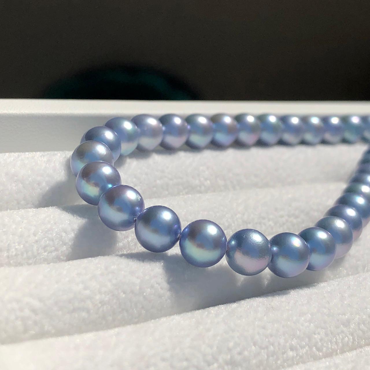 Akoya sea blue necklace