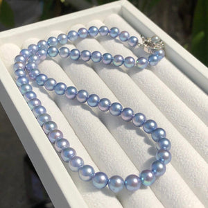 Akoya sea blue necklace